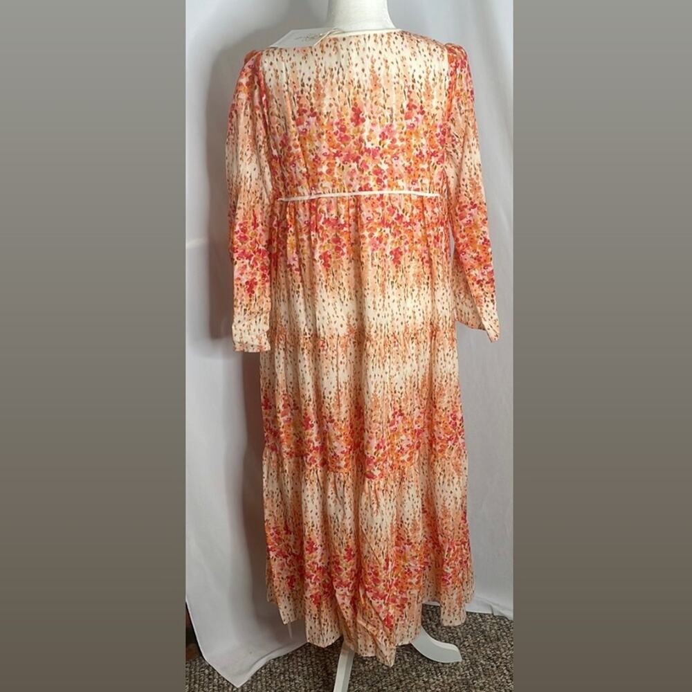 NWT Christy dawn Paloma dress in sunset gladiola- orange pink floral midi dress - Picture 4 of 8